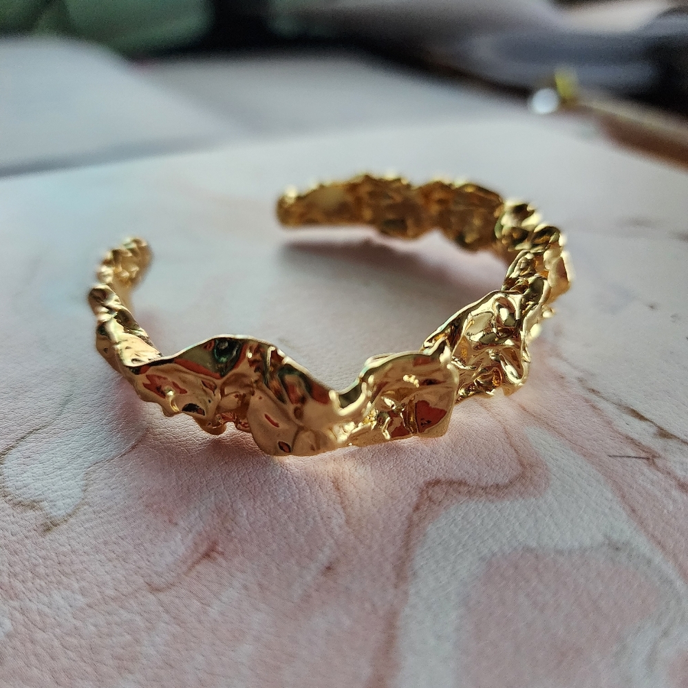 Amber Sceats Crushed Metal Cuff Bracelet